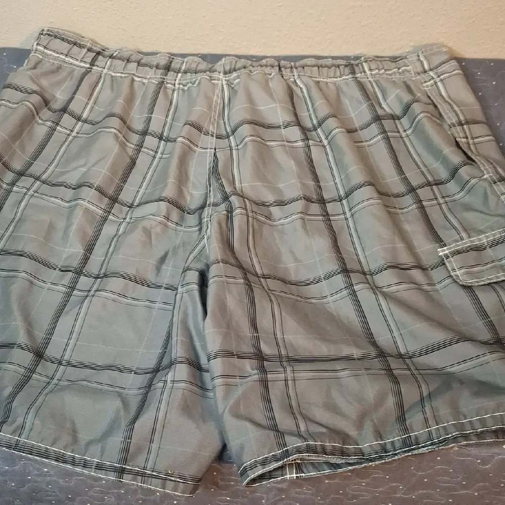 OP Men's Gray Plaid Swim Shorts size 3XL